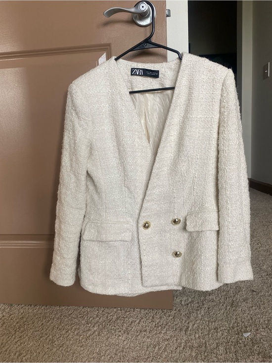 Zara Jackets & Blazers - ZARA Cream Tweed Blazer Coat